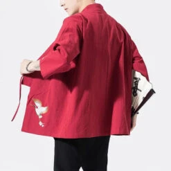 Apparel Japanese-themed Crane Cloud Minimal Men's Yukata Kimono Jacket