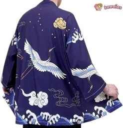 Apparel Japanese-themed Crane Cloudy Waves Unisex Purple/White Kimono -Kawaii Store kawaiies plushies plush softtoy japanese themed crane cloudy waves unisex purplewhite kimono kimono 661972