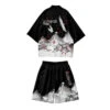 Apparel Japanese-themed Crane Mountains Two-Piece Kimono Top & Shorts Sets -Kawaii Store kawaiies plushies plush softtoy japanese themed crane mountains two piece kimono top shorts sets kimono black m 213518