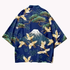 Apparel Japanese-themed Cranes Mt Fuji Navy Sun Black Unisex Kimonos