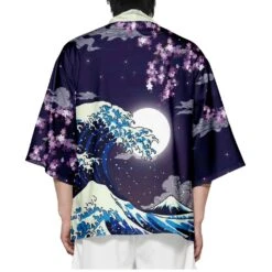 Apparel Japanese-themed Great Wave Off Kanagawa Red Purple Unisex Kimono -Kawaii Store kawaiies plushies plush softtoy japanese themed great wave off kanagawa red purple unisex kimono kimono 128730