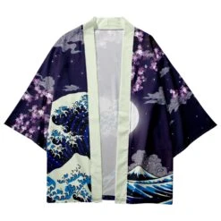 Apparel Japanese-themed Great Wave Off Kanagawa Red Purple Unisex Kimono -Kawaii Store kawaiies plushies plush softtoy japanese themed great wave off kanagawa red purple unisex kimono kimono 549757