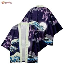 Apparel Japanese-themed Great Wave Off Kanagawa Red Purple Unisex Kimono -Kawaii Store kawaiies plushies plush softtoy japanese themed great wave off kanagawa red purple unisex kimono kimono 813823
