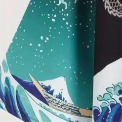 Apparel Japanese-Themed Kanagawa Wave Black Unisex Kimono -Kawaii Store kawaiies plushies plush softtoy japanese themed kanagawa wave black unisex kimono kimono 198980