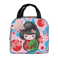 Japanese-themed Keiko Kokeshi Doll Insulated Lunch Bag Collection -Kawaii Store kawaiies plushies plush softtoy japanese themed keiko kokeshi doll insulated lunch bag collection bag 153487