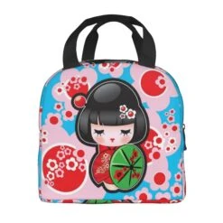 Japanese-themed Keiko Kokeshi Doll Insulated Lunch Bag Collection -Kawaii Store kawaiies plushies plush softtoy japanese themed keiko kokeshi doll insulated lunch bag collection bag blue 764805