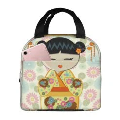 Japanese-themed Keiko Kokeshi Doll Insulated Lunch Bag Collection -Kawaii Store kawaiies plushies plush softtoy japanese themed keiko kokeshi doll insulated lunch bag collection bag cream 723293