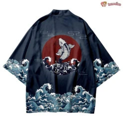 Apparel Japanese-themed Koi Great Wave Off Kanagawa Unisex Navy Kimono -Kawaii Store kawaiies plushies plush softtoy japanese themed koi great wave off kanagawa unisex navy kimono kimono 425294