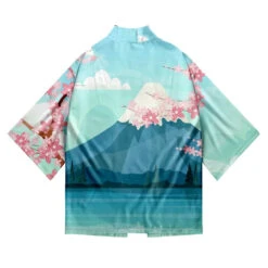 Apparel Japanese-themed Mount Fuji Sakura Blue Unisex Kimono -Kawaii Store kawaiies plushies plush softtoy japanese themed mount fuji sakura blue unisex kimono kimono 153525