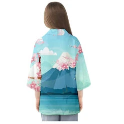 Apparel Japanese-themed Mount Fuji Sakura Blue Unisex Kimono -Kawaii Store kawaiies plushies plush softtoy japanese themed mount fuji sakura blue unisex kimono kimono 920043