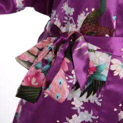 Apparel Japanese-themed Peacock Floral Women's Yukata Kimono Robe Cardigan With Belt -Kawaii Store kawaiies plushies plush softtoy japanese themed peacock floral womens yukata kimono robe cardigan with belt apparel 398941