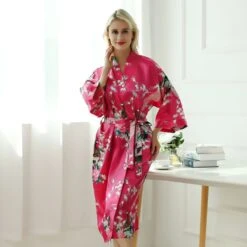 Apparel Japanese-themed Peacock Floral Women's Yukata Kimono Robe Cardigan With Belt -Kawaii Store kawaiies plushies plush softtoy japanese themed peacock floral womens yukata kimono robe cardigan with belt apparel rose red s 484591