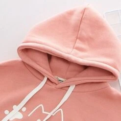 Apparel Japanese-themed Pink Blue Two-Tone Cat Hoodie -Kawaii Store kawaiies plushies plush softtoy japanese themed pink blue two tone cat hoodie hoodies 331518