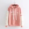 Apparel Japanese-themed Pink Blue Two-Tone Cat Hoodie -Kawaii Store kawaiies plushies plush softtoy japanese themed pink blue two tone cat hoodie hoodies pink 584137