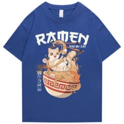 Apparel Japanese-themed Ramen & Kawaii Cat Unisex Tee -Kawaii Store kawaiies plushies plush softtoy japanese themed ramen kawaii cat unisex tee apparel blue s 938621