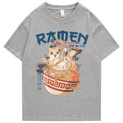 Apparel Japanese-themed Ramen & Kawaii Cat Unisex Tee -Kawaii Store kawaiies plushies plush softtoy japanese themed ramen kawaii cat unisex tee apparel grey s 438668