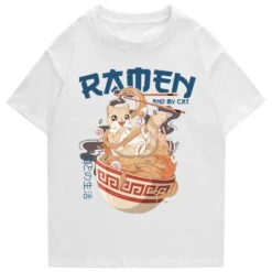 Apparel Japanese-themed Ramen & Kawaii Cat Unisex Tee -Kawaii Store kawaiies plushies plush softtoy japanese themed ramen kawaii cat unisex tee apparel white s 186123