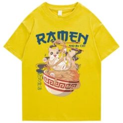 Apparel Japanese-themed Ramen & Kawaii Cat Unisex Tee -Kawaii Store kawaiies plushies plush softtoy japanese themed ramen kawaii cat unisex tee apparel yellow s 413050