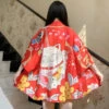 Apparel Japanese-themed Red Black Lucky Cat Kimono
