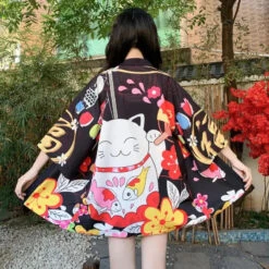 Apparel Japanese-themed Red Black Lucky Cat Kimono -Kawaii Store kawaiies plushies plush softtoy japanese themed red black lucky cat kimono kimono 735105