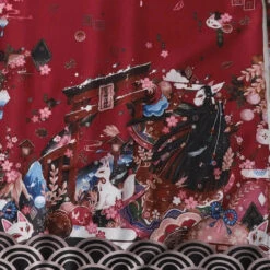 Apparel Japanese-themed Red Shrines Sakura Unisex Kimono -Kawaii Store kawaiies plushies plush softtoy japanese themed red shrines sakura unisex kimono kimono 540481