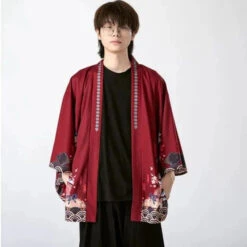 Apparel Japanese-themed Red Shrines Sakura Unisex Kimono