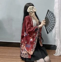 Apparel Japanese-themed Red Shrines Sakura Unisex Kimono -Kawaii Store kawaiies plushies plush softtoy japanese themed red shrines sakura unisex kimono kimono 947287