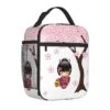 Japanese-themed Sakura Blossom Tree Keiko Kokeshi Doll Square Lunch Bag -Kawaii Store kawaiies plushies plush softtoy japanese themed sakura blossom tree keiko kokeshi doll square lunch bag bag default title 538056