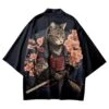 Apparel Japanese-themed Sakura Samurai Cat Print Unisex Kimono -Kawaii Store kawaiies plushies plush softtoy japanese themed sakura samurai cat print unisex kimono new apparel 727454