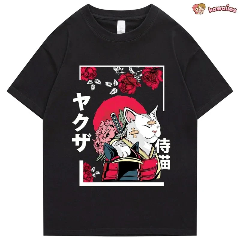 Apparel Japanese-themed Samurai Cat Rose Kanji Unisex Tee 17 Apparel Japanese-themed Samurai Cat Rose Kanji Unisex Tee - Image 15