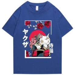 Apparel Japanese-themed Samurai Cat Rose Kanji Unisex Tee 24 Apparel Japanese-themed Samurai Cat Rose Kanji Unisex Tee -Kawaii Store kawaiies plushies plush softtoy japanese themed samurai cat rose kanji unisex tee apparel blue xs 802332
