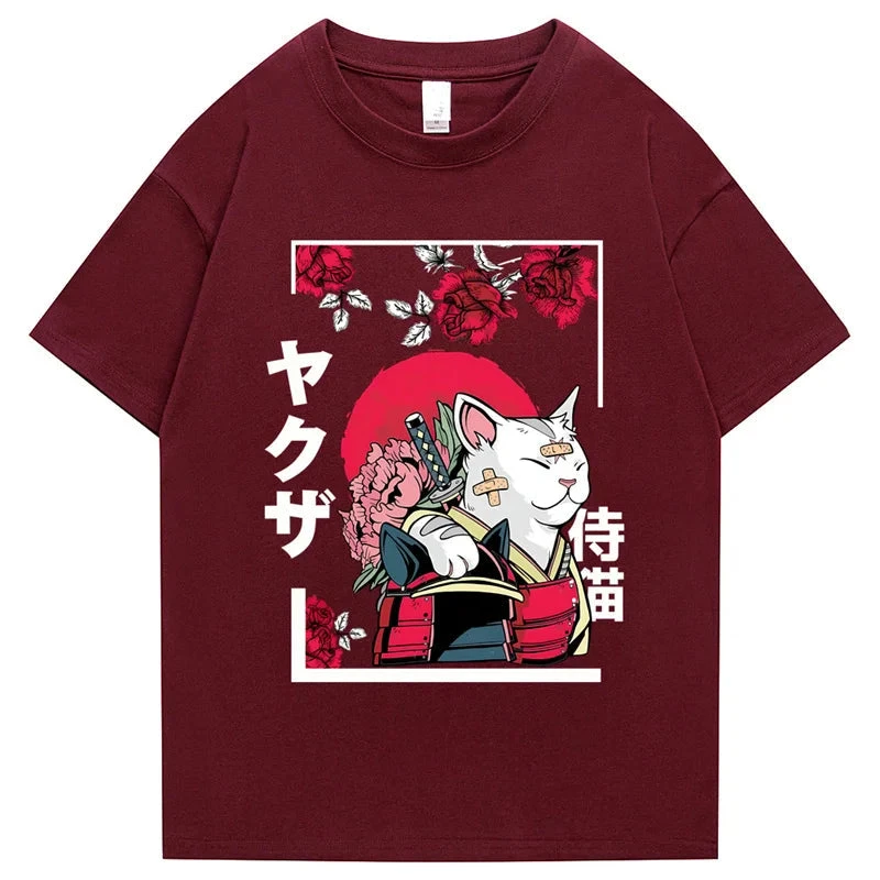 Apparel Japanese-themed Samurai Cat Rose Kanji Unisex Tee 9 Apparel Japanese-themed Samurai Cat Rose Kanji Unisex Tee - Image 7