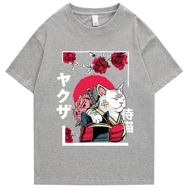 Apparel Japanese-themed Samurai Cat Rose Kanji Unisex Tee 7 Apparel Japanese-themed Samurai Cat Rose Kanji Unisex Tee - Image 5