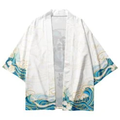 Apparel Japanese-themed Three Crane Waves White Unisex Kimono -Kawaii Store kawaiies plushies plush softtoy japanese themed three crane waves white unisex kimono kimono 894883