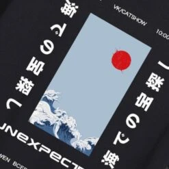 Apparel Japanese-themed Wave Red Sun Kanji Unisex Tee -Kawaii Store kawaiies plushies plush softtoy japanese themed wave red sun kanji unisex tee tops 841660