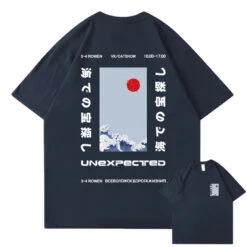 Apparel Japanese-themed Wave Red Sun Kanji Unisex Tee -Kawaii Store kawaiies plushies plush softtoy japanese themed wave red sun kanji unisex tee tops navy s 774853