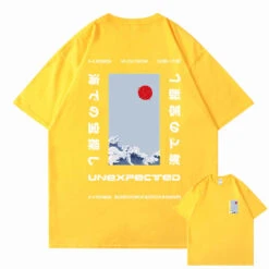 Apparel Japanese-themed Wave Red Sun Kanji Unisex Tee -Kawaii Store kawaiies plushies plush softtoy japanese themed wave red sun kanji unisex tee tops yellow s 831431