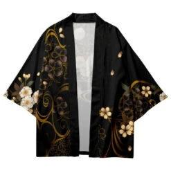 Apparel Japanese-themed White Crane Black Gold Unisex Kimono -Kawaii Store kawaiies plushies plush softtoy japanese themed white crane black gold unisex kimono kimono 128493