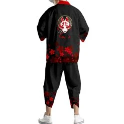 Apparel Japanese-themed White Wolf Mask Mens Kimono Yukata -Kawaii Store kawaiies plushies plush softtoy japanese themed white wolf mask mens kimono yukata kimono 848474