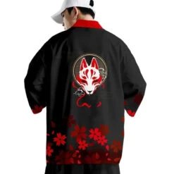 Apparel Japanese-themed White Wolf Mask Mens Kimono Yukata - Pants Only