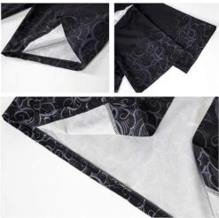 Apparel Japanese White Black Sakura Crane Mountains Mens Two-Piece Kimono Yukata Top & Pants Sets -Kawaii Store kawaiies plushies plush softtoy japanese white black sakura crane mountains mens two piece kimono yukata top pants sets kimono 465638