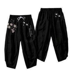 Apparel Japanese White Black Sakura Crane Mountains Mens Two-Piece Kimono Yukata Top & Pants Sets -Kawaii Store kawaiies plushies plush softtoy japanese white black sakura crane mountains mens two piece kimono yukata top pants sets kimono 606915