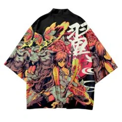 Apparel Japanese-themed Wolf Girl And Dragons Unisex Kimono -Kawaii Store kawaiies plushies plush softtoy japanese wolf girl and dragons unisex kimono apparel 192637