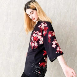 Apparel Japanese-themed Women Kimono Day And Night Koi -Kawaii Store kawaiies plushies plush softtoy japanese women kimono day and night koi clothing 519978