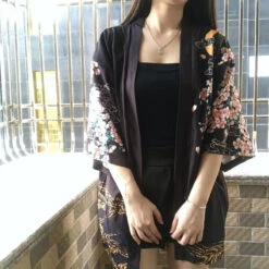 Apparel Japanese-themed Women Kimono Koi And Cranes -Kawaii Store kawaiies plushies plush softtoy japanese women kimono koi and cranes clothing 106781