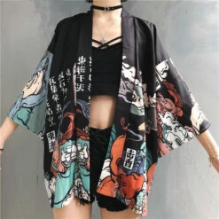 Apparel Japanese-themed Women Kimono Mystic World 8 Apparel Japanese-themed Women Kimono Mystic World -Kawaii Store kawaiies plushies plush softtoy japanese women kimono mystic world clothing black 730741