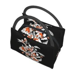 Japense-themed Koi And Sakura Black Lunch Bag -Kawaii Store kawaiies plushies plush softtoy japense themed koi and sakura black lunch bag bag 776180