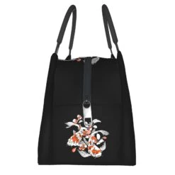 Japense-themed Koi And Sakura Black Lunch Bag -Kawaii Store kawaiies plushies plush softtoy japense themed koi and sakura black lunch bag bag 792776
