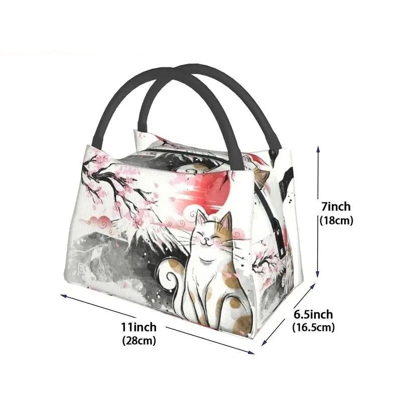 Japense-themed Sakura Mt Fuji Cat Lunch Bag 6 Japense-themed Sakura Mt Fuji Cat Lunch Bag - Image 4