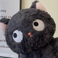 Jiji The Fluffy Black Cat Plushie Laying Down -Kawaii Store kawaiies plushies plush softtoy jiji the fluffy black cat plushie laying down new soft toy 516761